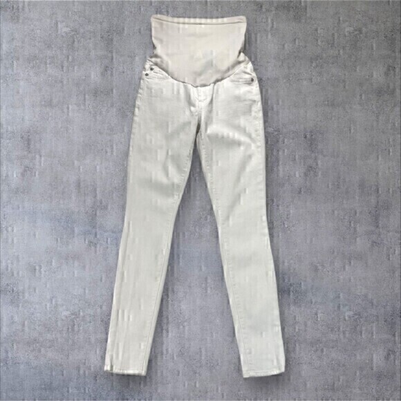 7 For All Mankind Maternity Jeans Womens 26 Skinny Ankle White stretch Pants - Picture 4 of 13